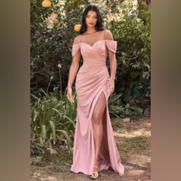 Cinderella Divine Bridesmaids Dress Women's 6 Rose Sweetheart Neckline Slit - Picture 1 of 14